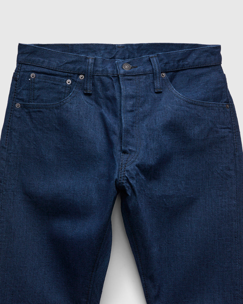 "Oceanic Indigo x Black" 14oz Rinsed Selvedge Denim - Relaxed Tapered Fit