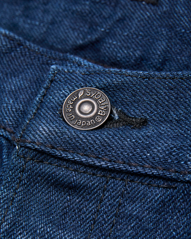 "Oceanic Indigo x Black" 14oz Rinsed Selvedge Denim - Relaxed Tapered Fit