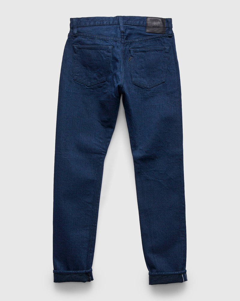 "Oceanic Indigo x Black" 14oz Rinsed Selvedge Denim - Relaxed Tapered Fit