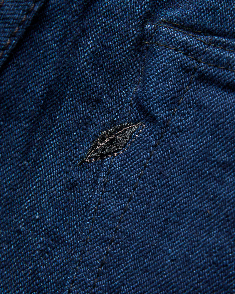 "Oceanic Indigo x Black" 14oz Rinsed Selvedge Denim - Regular Straight Fit