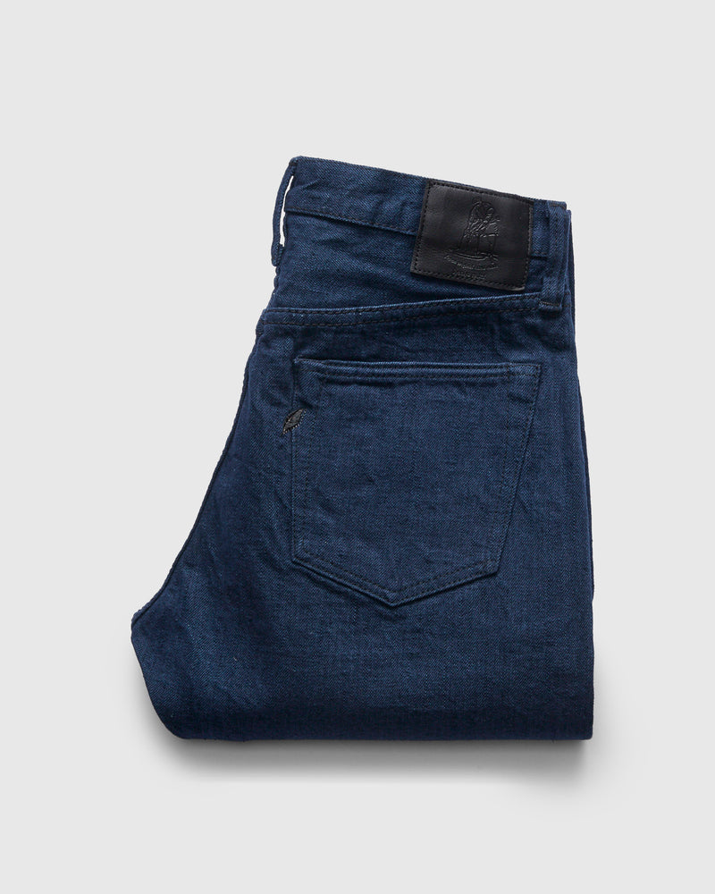 "Oceanic Indigo x Black" 14oz Rinsed Selvedge Denim - Relaxed Tapered Fit