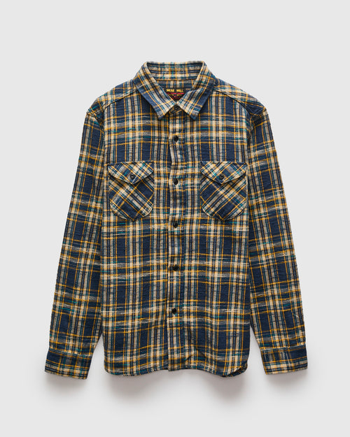 Slubby Flannel Shirt in Navy
