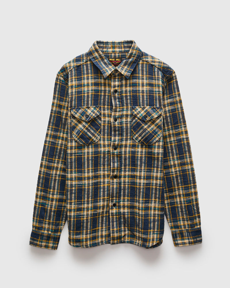 Slubby Flannel Shirt in Navy