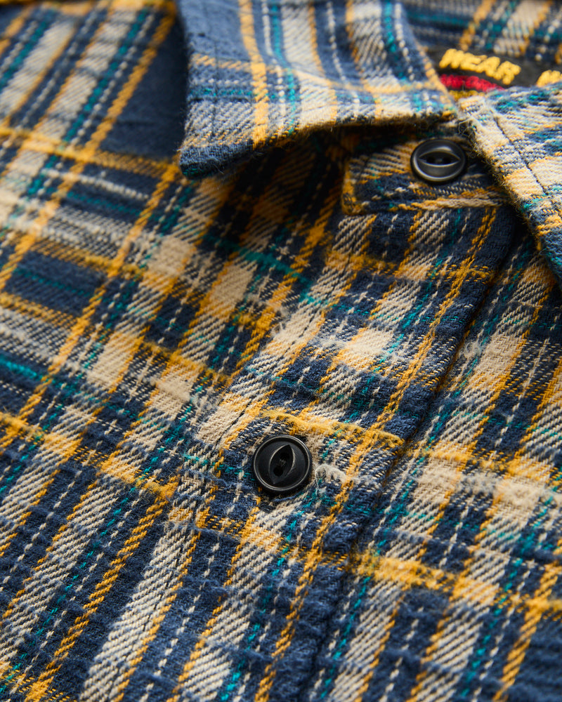 Slubby Flannel Shirt in Navy