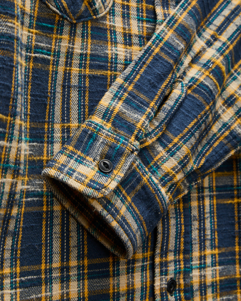Slubby Flannel Shirt in Navy