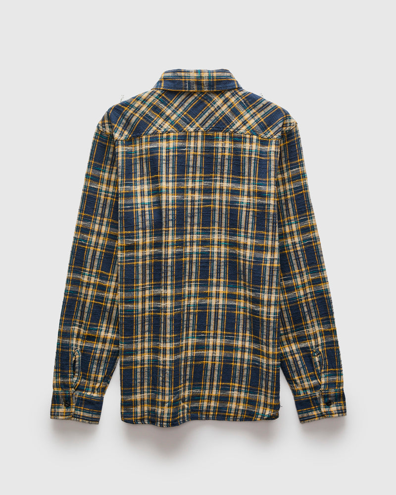 Slubby Flannel Shirt in Navy