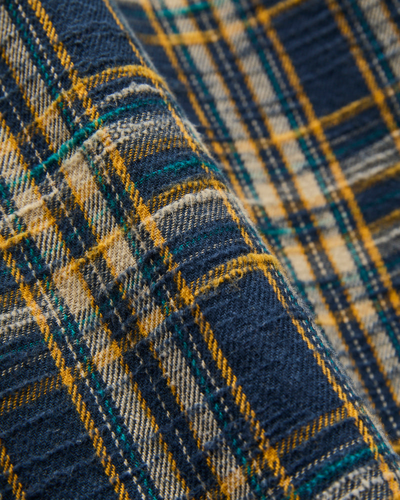 Slubby Flannel Shirt in Navy