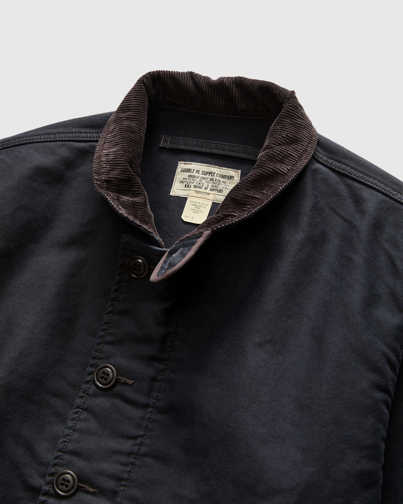 Corduroy Collar Bower Deck Jacket in Dark Navy