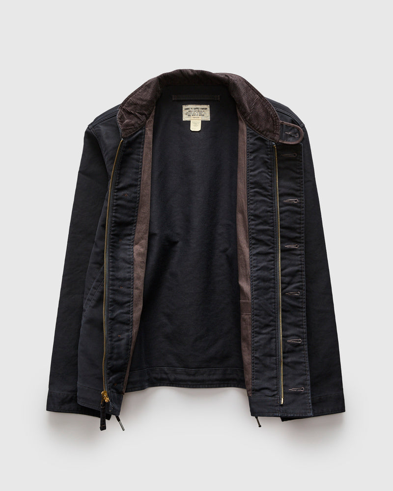Corduroy Collar Bower Deck Jacket in Dark Navy
