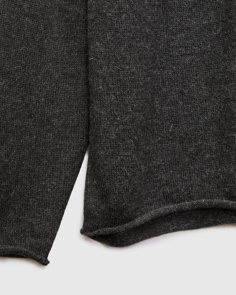 Roll Neck Sweater in Charcoal Baby Alpaca