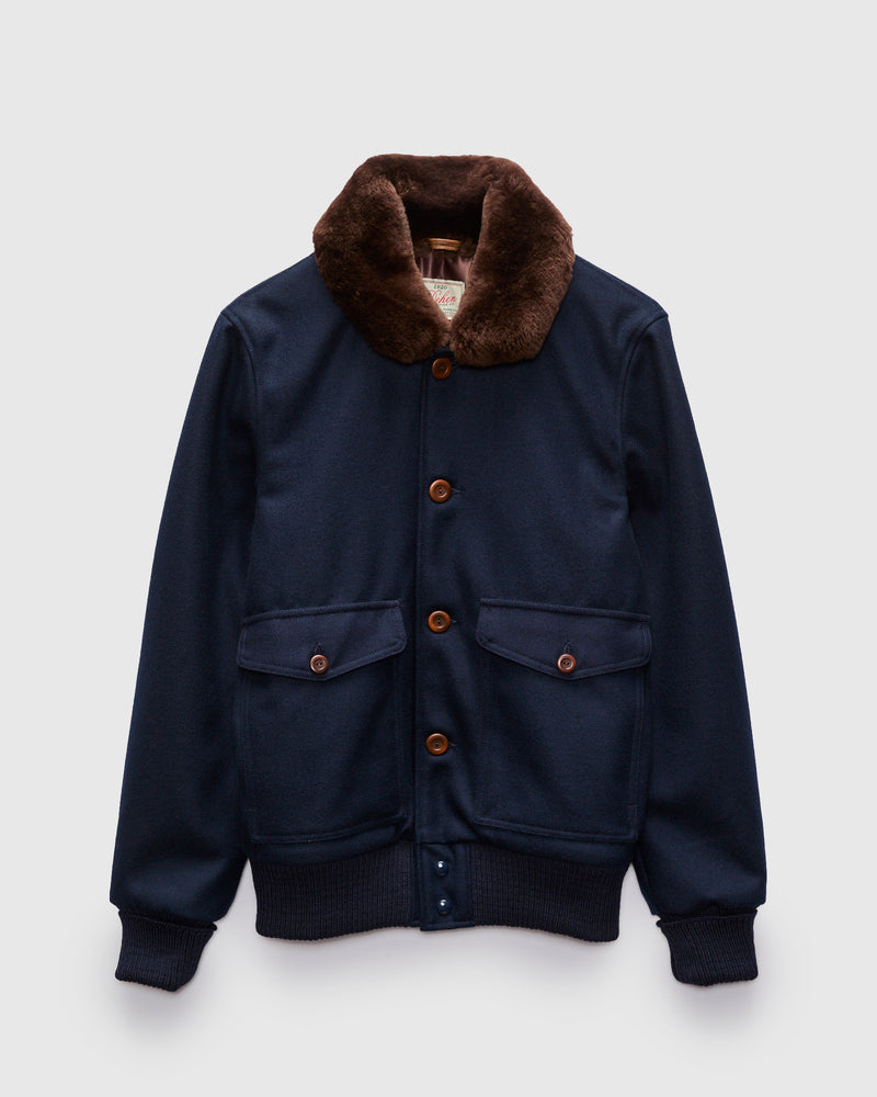 Winston Jacket in Dark Navy/Brown