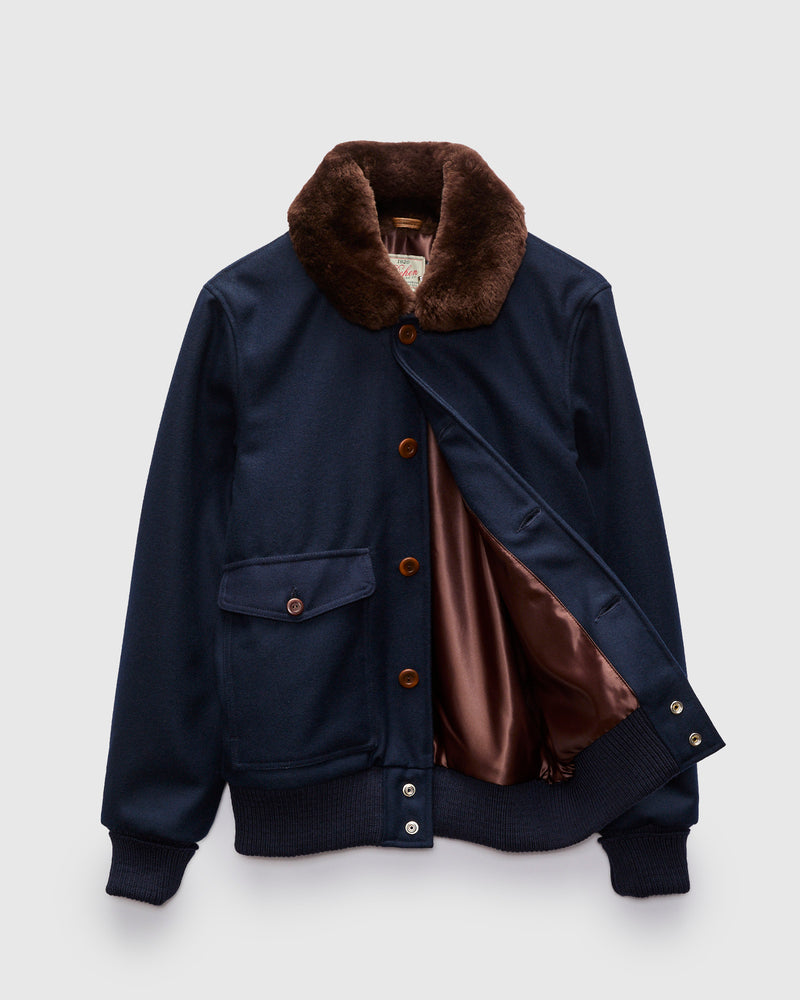 Winston Jacket in Dark Navy/Brown