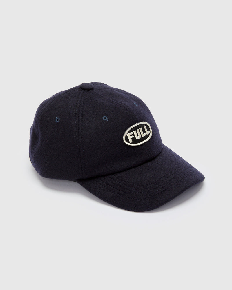 Melton Wool Patch Baseball Cap in Navy