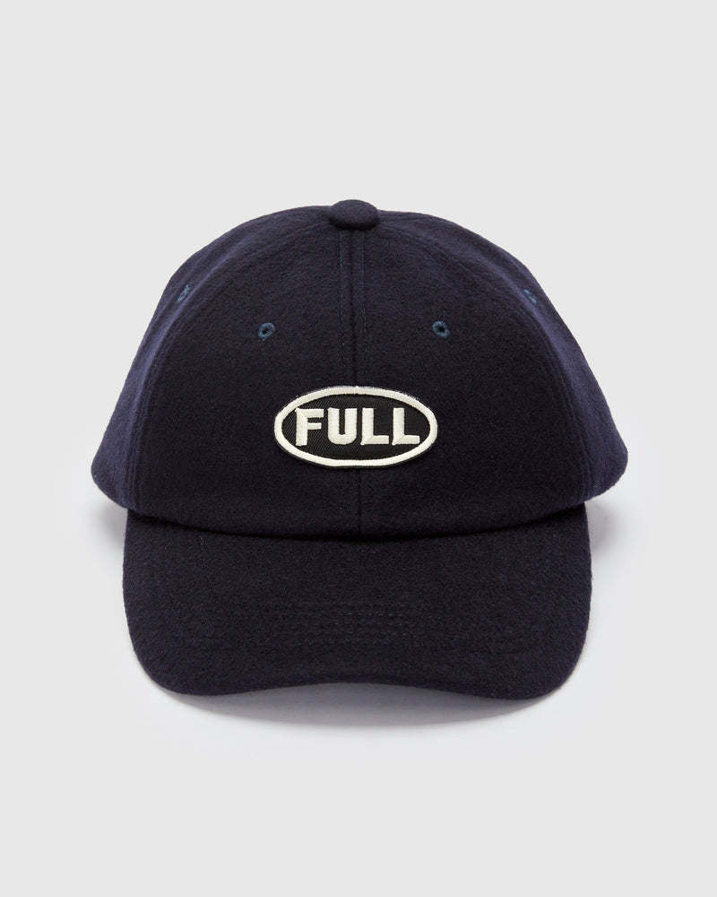 Melton Wool Patch Baseball Cap in Navy