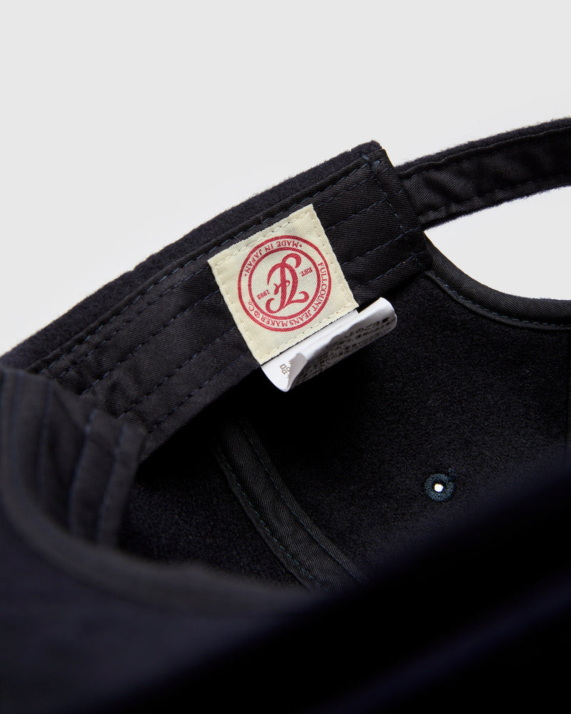 Melton Wool Patch Baseball Cap in Navy