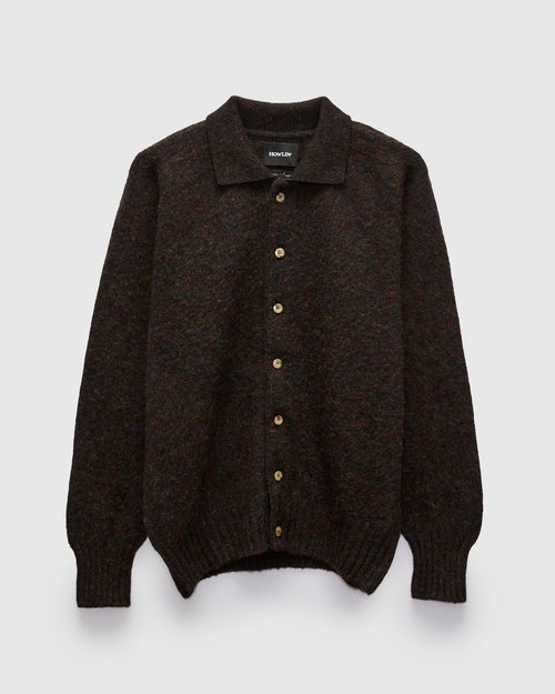"Creatures of the Howlin' Moon" Wool Knit Cardigan in Wolf