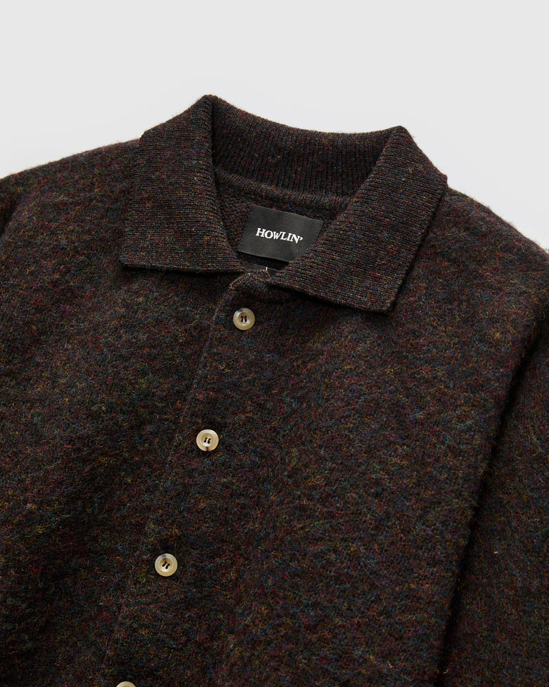 "Creatures of the Howlin' Moon" Wool Knit Cardigan in Wolf