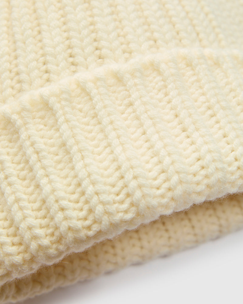 "Brain Freezer" Wool Beanie in Ecru