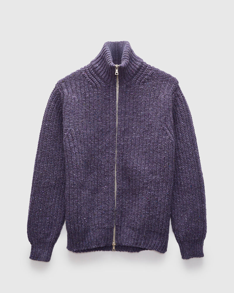 "Loose Ends" Wool Knit Cardigan in Violet Dreams
