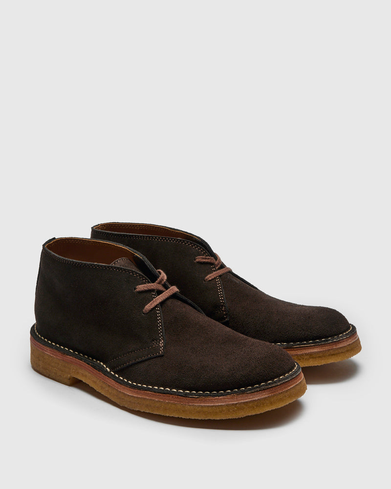Military Desert Boots in Japanese Suede Dark Brown