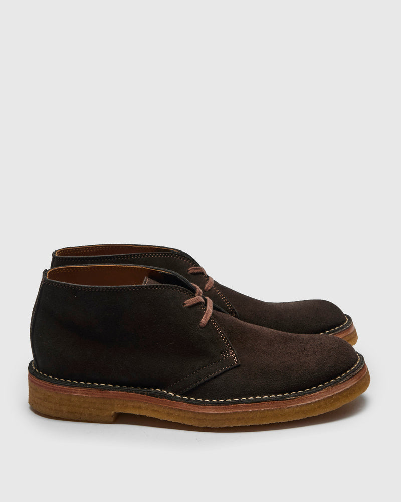 Military Desert Boots in Japanese Suede Dark Brown