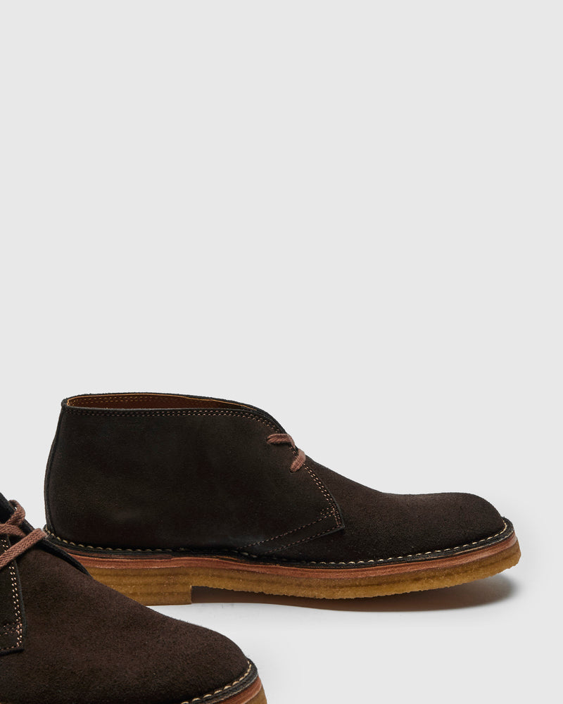 Military Desert Boots in Japanese Suede Dark Brown