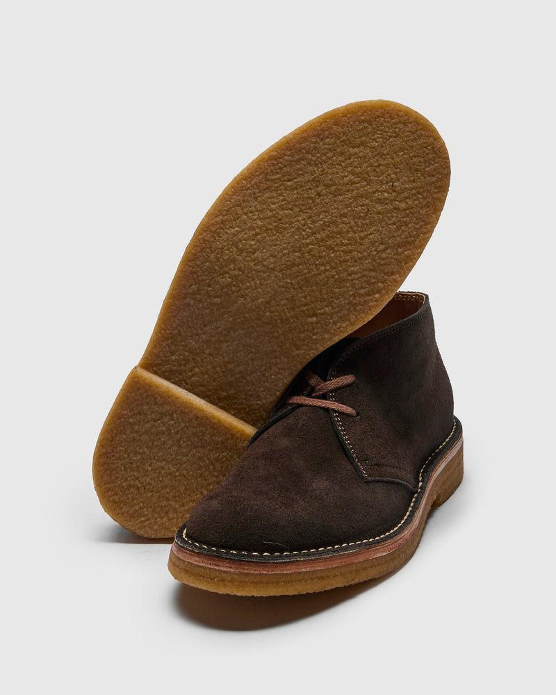 Military Desert Boots in Japanese Suede Dark Brown