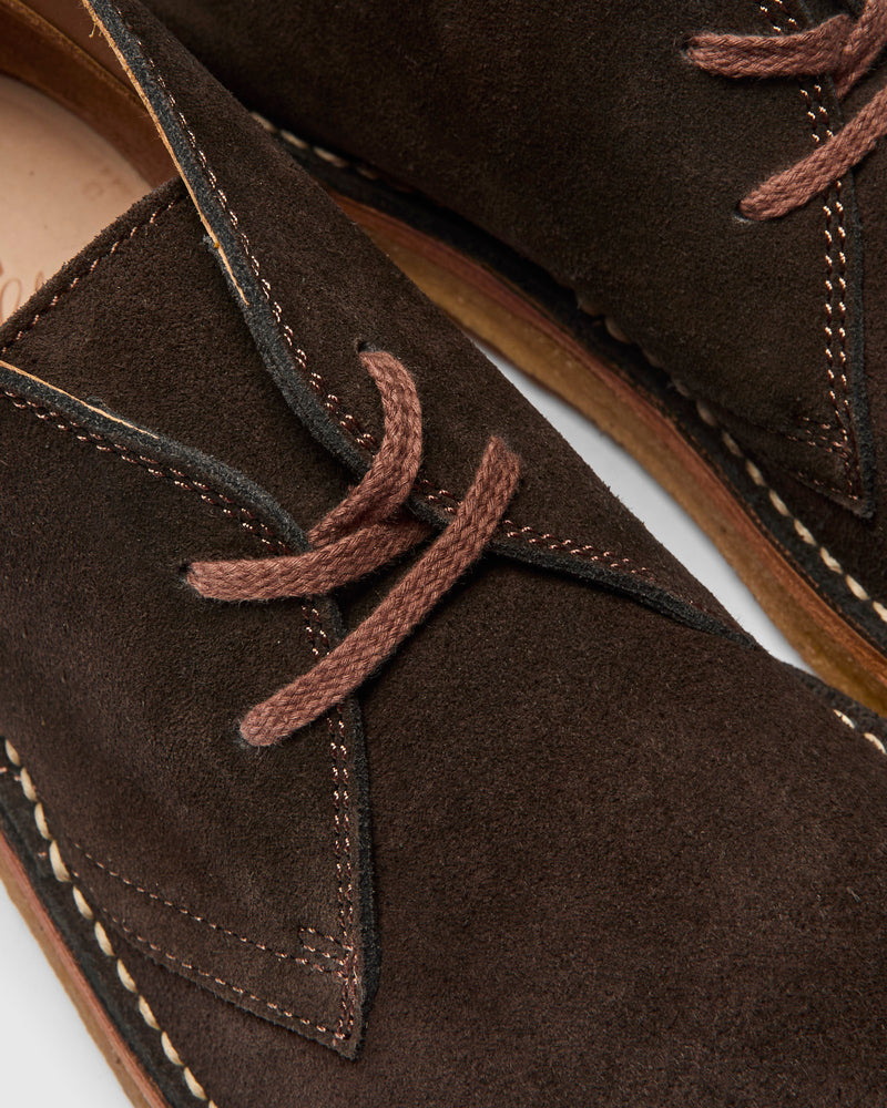 Military Desert Boots in Japanese Suede Dark Brown