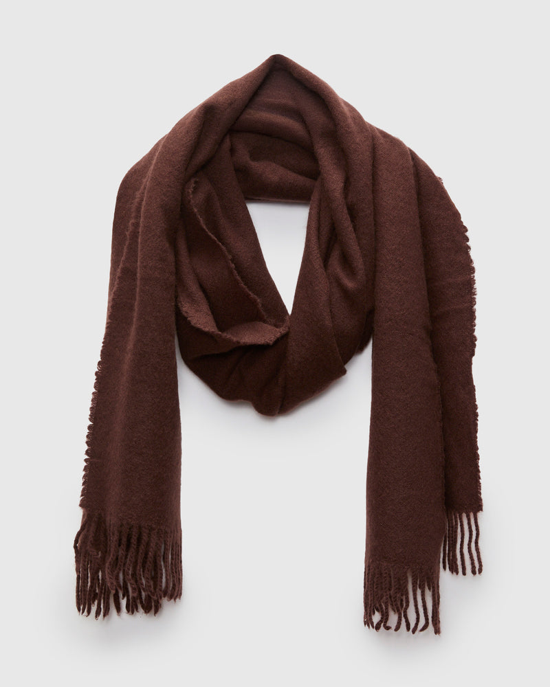 Cashmere Fringe Stole in Brown