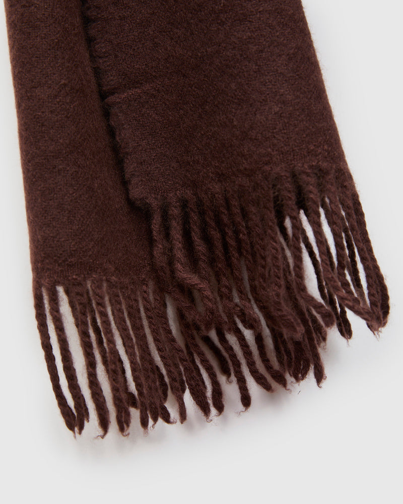 Cashmere Fringe Stole in Brown