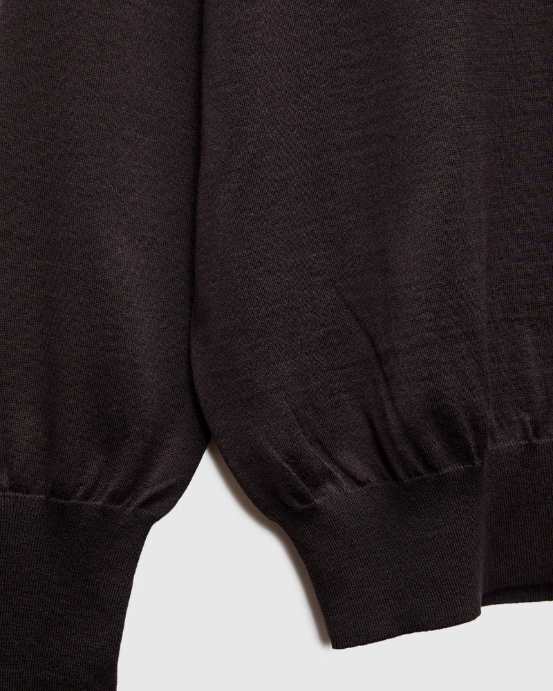 Cotton Wool High-Gauge Knit Polo in Espresso