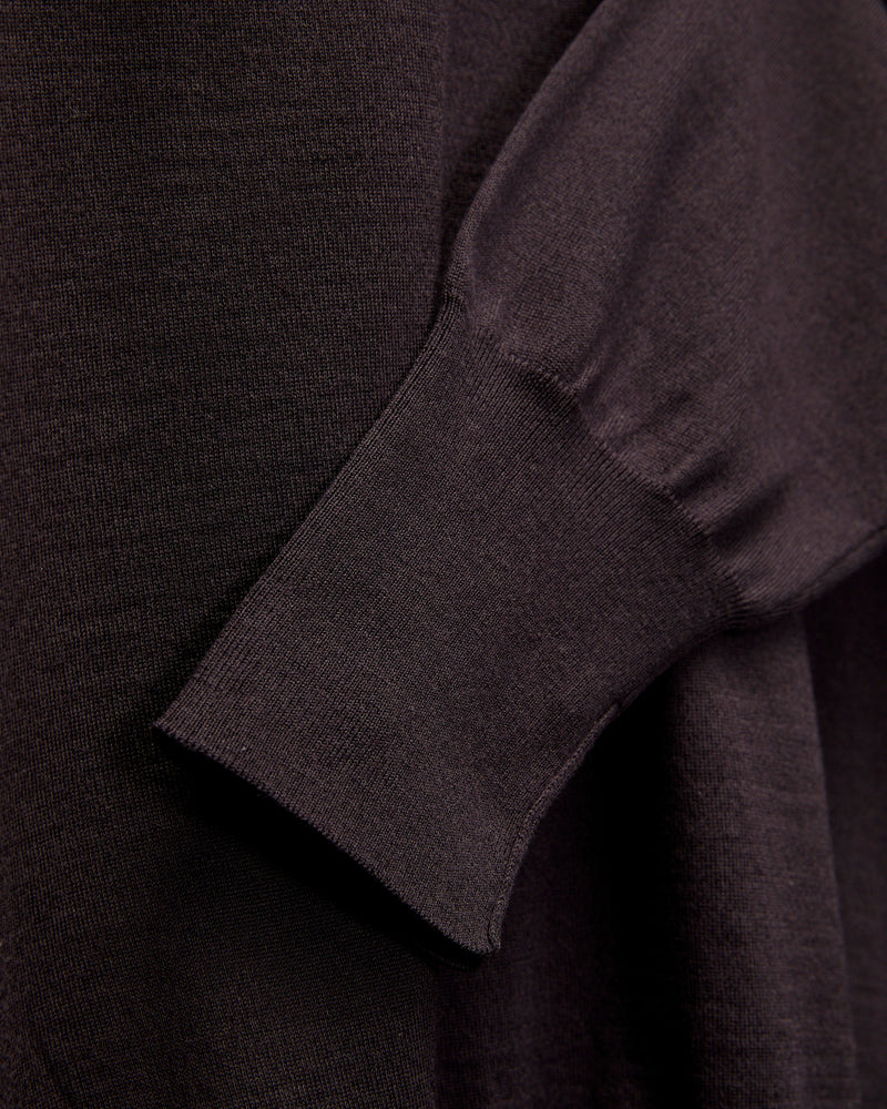 Cotton Wool High-Gauge Knit Polo in Espresso