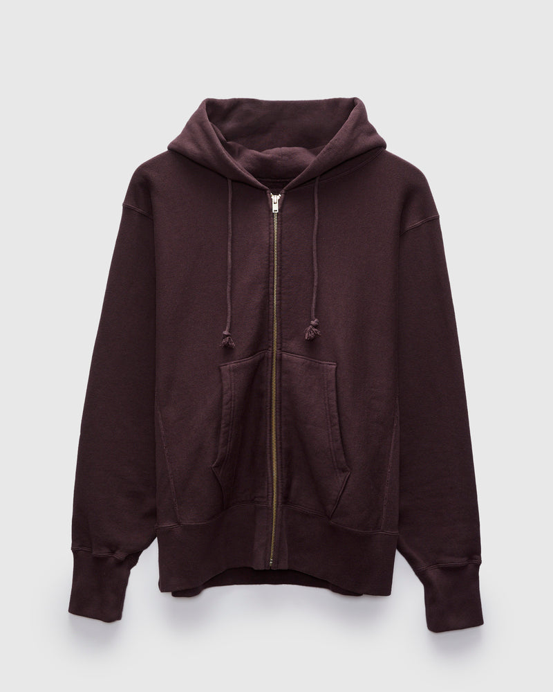 Front Zip Hoodie in Brown Violet