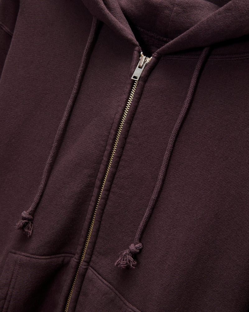 Front Zip Hoodie in Brown Violet