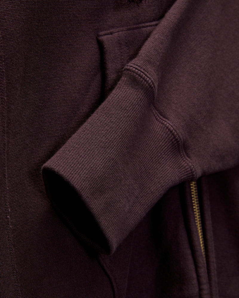Front Zip Hoodie in Brown Violet