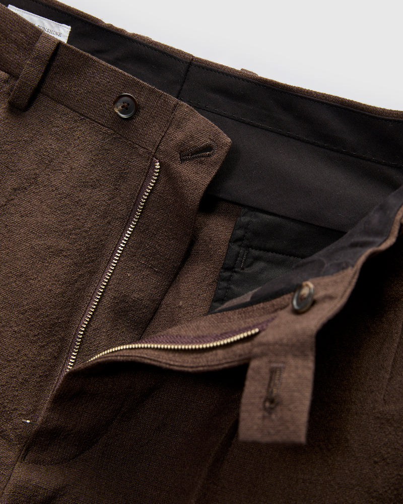 Wool Hemp Neutral Trousers in Brown
