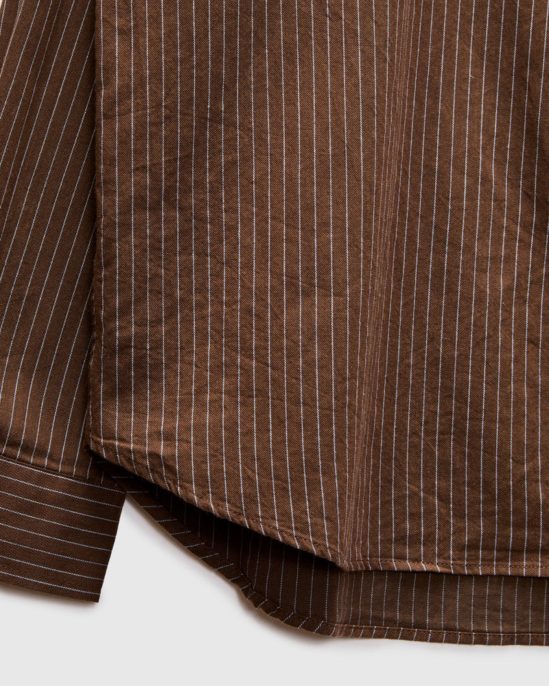 Jones Cotton Merino Twill Shirt in Brown Sky
