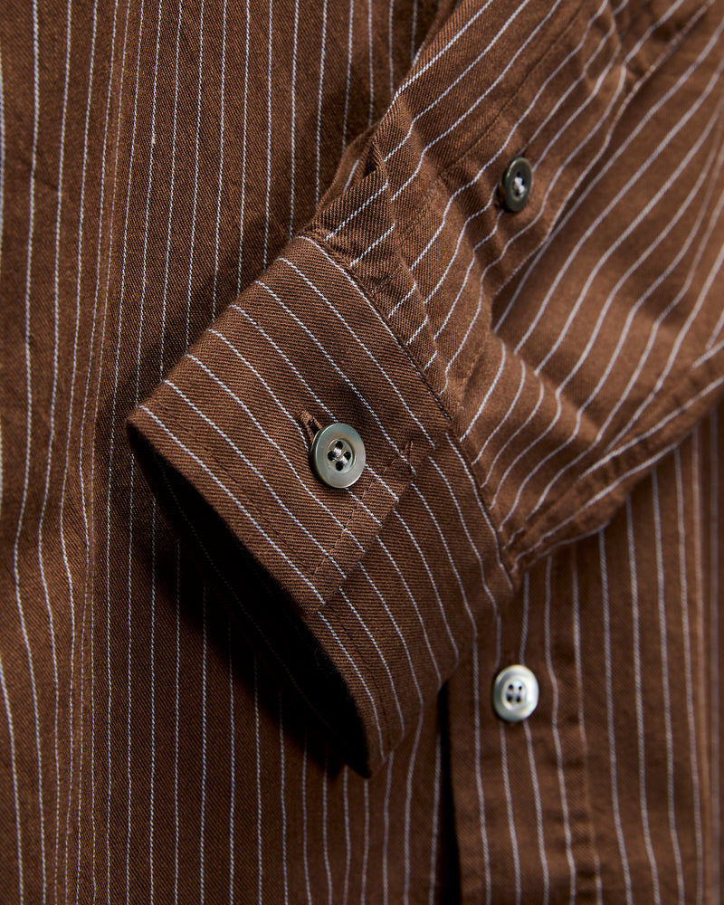 Jones Cotton Merino Twill Shirt in Brown Sky