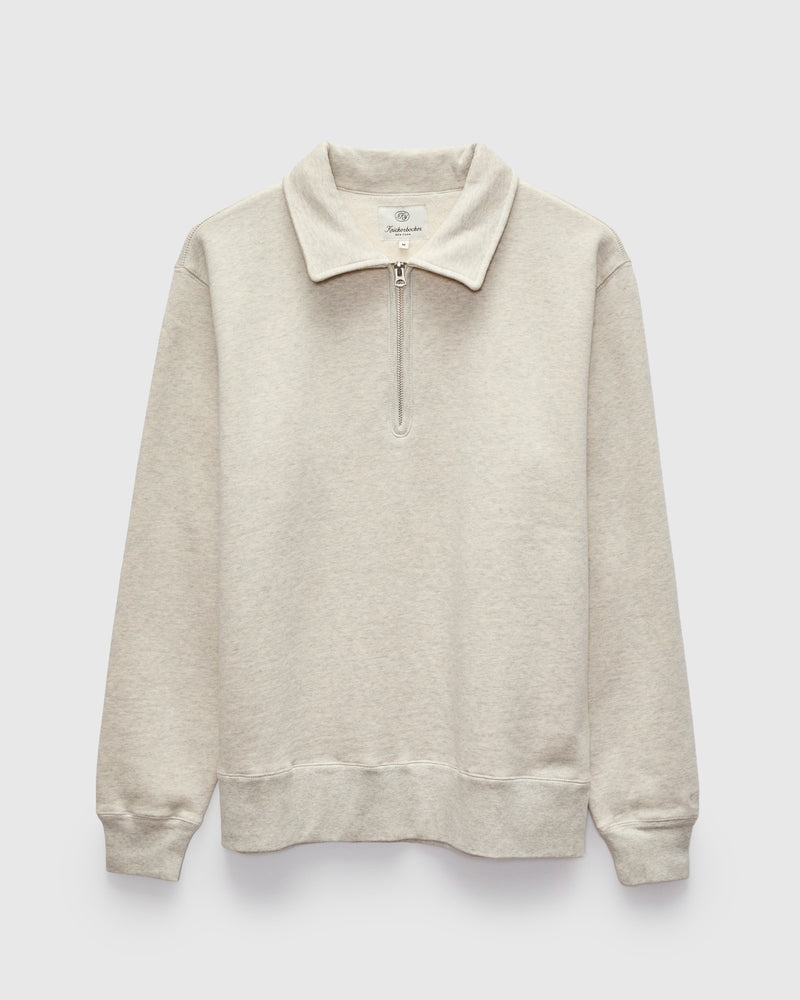 Stadium Quarter Zip Sweater in Oat Grey