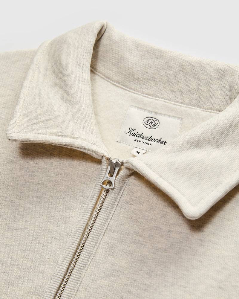 Stadium Quarter Zip Sweater in Oat Grey