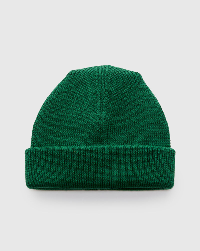 Merino Wool Ribbed Beanie in Moss