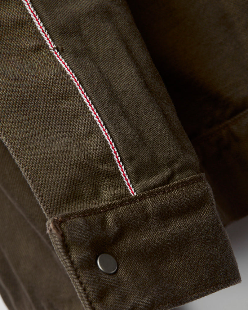 "Khaki Moss" 12.5oz Selvedge Denim Type-2 Jacket