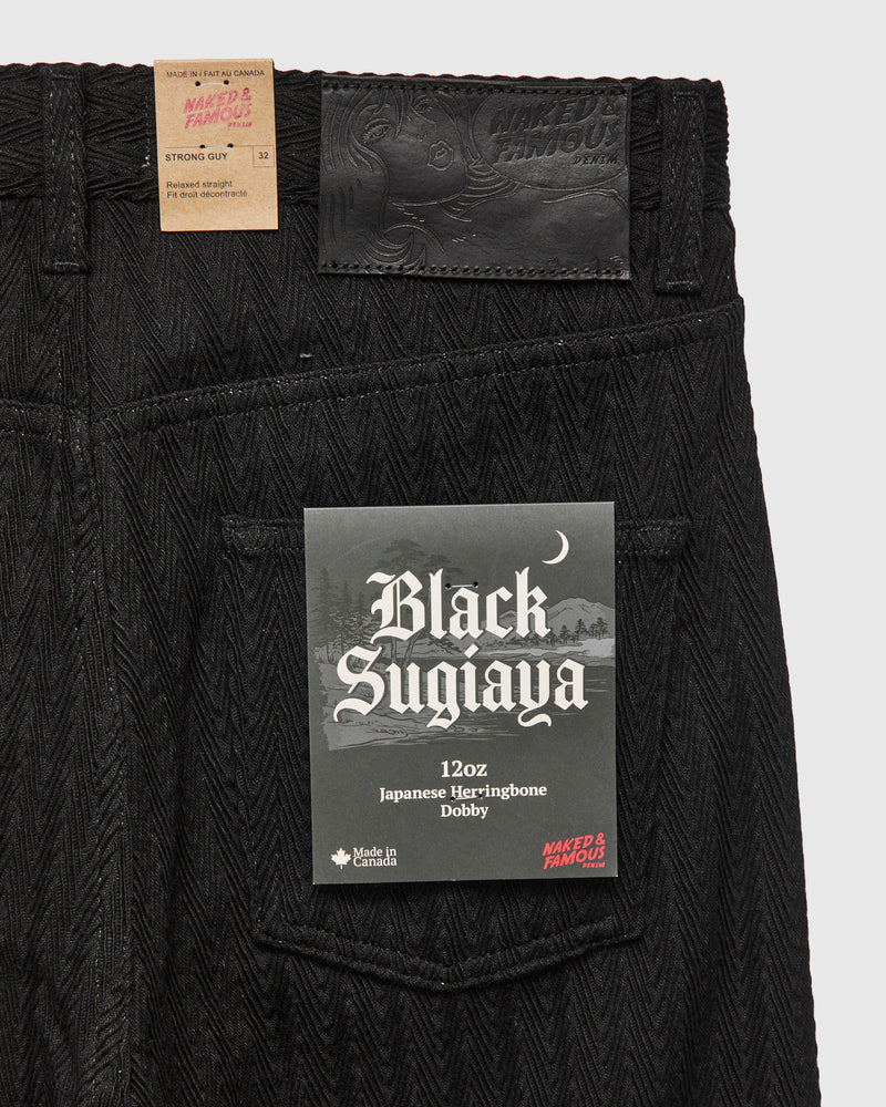 "Black Sugiaya" 12oz Herringbone Dobby Twill - Strong Guy Fit