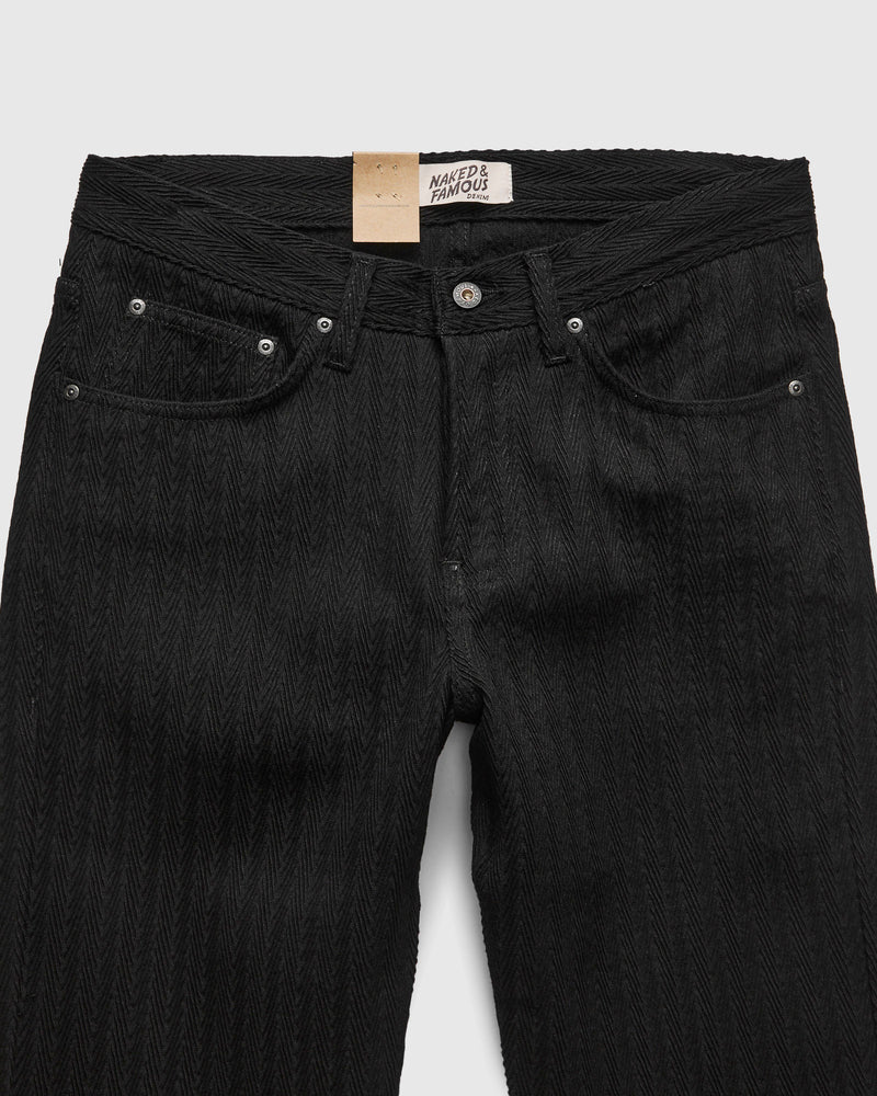 "Black Sugiaya" 12oz Herringbone Dobby Twill - Weird Guy Fit