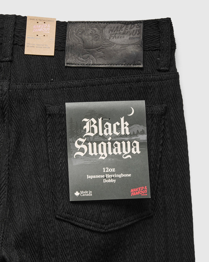 "Black Sugiaya" 12oz Herringbone Dobby Twill - Weird Guy Fit