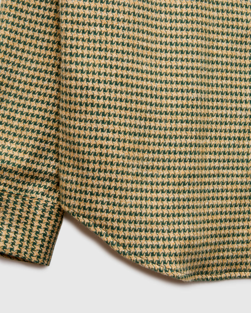 Abstract Pied Poule Button-Up Shirt in Green
