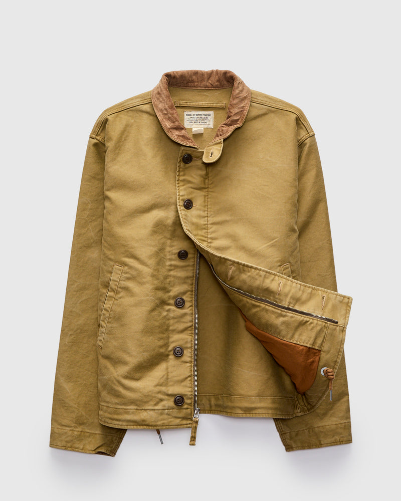 Corduroy Collar Bower Deck Jacket in Khaki Drab