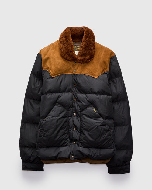 Quilted Shearling-Collar Jacket in Onyx
