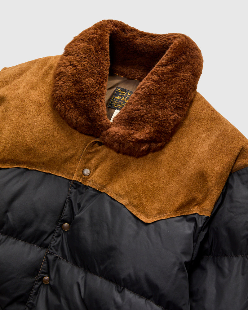 Quilted Shearling-Collar Jacket in Onyx