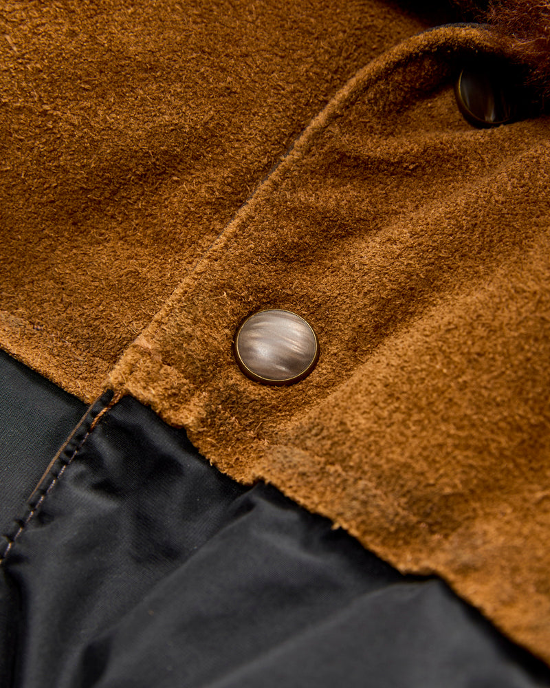Quilted Shearling-Collar Jacket in Onyx